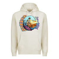 Oatmeal Heather summer time skeleton surfing Premium Hoodie - NancyCooperArtShop