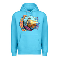 Ocean Blue summer time skeleton surfing Premium Hoodie - NancyCooperArtShop