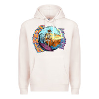 Pale Pink summer time skeleton surfing Premium Hoodie - NancyCooperArtShop