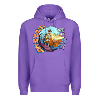Purple summer time skeleton surfing Premium Hoodie - NancyCooperArtShop
