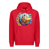 Red summer time skeleton surfing Premium Hoodie - NancyCooperArtShop