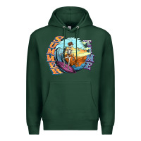 Sports Green summer time skeleton surfing Premium Hoodie - NancyCooperArtShop