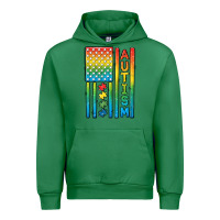 Emerald Autism American Flag Urban Hoodie - CowGirlArtShop