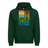 Forest Green Autism American Flag Urban Hoodie - CowGirlArtShop