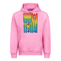 Fuchsia Pink Autism American Flag Urban Hoodie - CowGirlArtShop