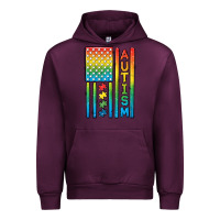 Mauve Wine Autism American Flag Urban Hoodie - CowGirlArtShop