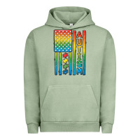 Pigment Oil Green Autism American Flag Urban Hoodie - CowGirlArtShop