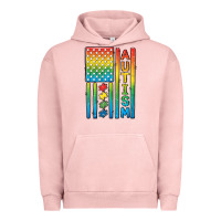 Pigment Salmon Autism American Flag Urban Hoodie - CowGirlArtShop