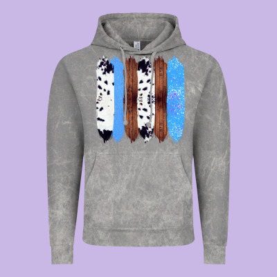 Western Farm Life Cowhide Wood Blue Glitter Brush Stroke Vintage Hoodie Designed By Bettercallsaul