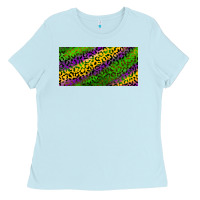 Baby Blue Mardi Gras Leopard Ladies Tee - RanaPortraitStore