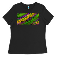 Black Mardi Gras Leopard Ladies Tee - RanaPortraitStore