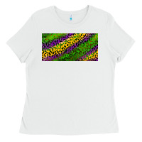White Mardi Gras Leopard Ladies Tee - RanaPortraitStore