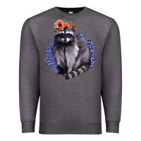 Charcoal Heather Raccoon with Flowers Premium Sweatshirt - Bettercallsaul