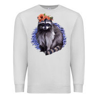 Dove Grey Raccoon with Flowers Premium Sweatshirt - Bettercallsaul