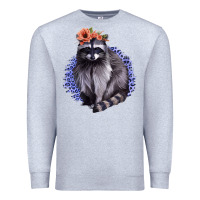 Heather Grey Raccoon with Flowers Premium Sweatshirt - Bettercallsaul