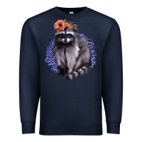 Navy Raccoon with Flowers Premium Sweatshirt - Bettercallsaul