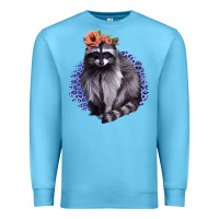 Ocean Blue Raccoon with Flowers Premium Sweatshirt - Bettercallsaul