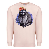 Pale Pink Raccoon with Flowers Premium Sweatshirt - Bettercallsaul