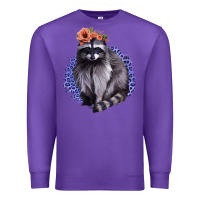 Purple Raccoon with Flowers Premium Sweatshirt - Bettercallsaul