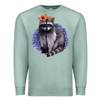 Seafoam Raccoon with Flowers Premium Sweatshirt - Bettercallsaul