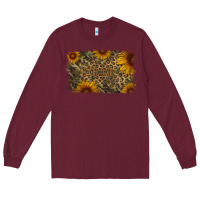 Burgundy Camouflage Leopard Sunflower Background Long Sleeve Tee - Jasminsmagicworld