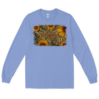 Colony Blue Camouflage Leopard Sunflower Background Long Sleeve Tee - Jasminsmagicworld