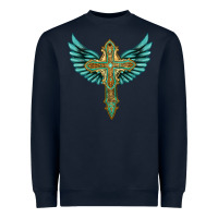 Navy wing cross Heavyweight Sweatshirt - Artiststas