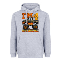 Heather Grey i'm four this is how i roll monster truck birthday Heavyweight Hoodie - Jasminsmagicworld