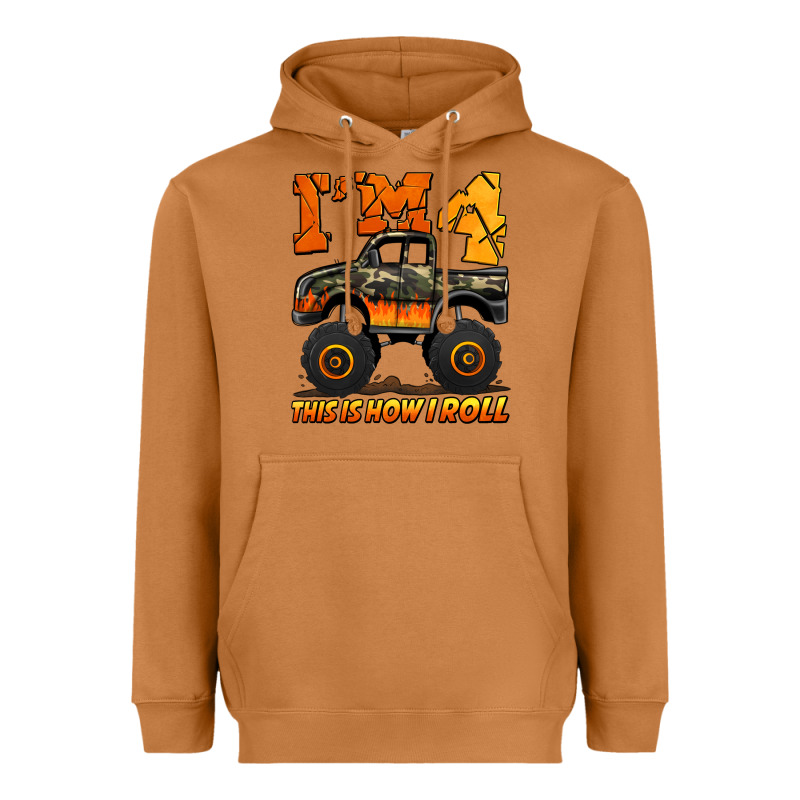 I'm Four This Is How I Roll Monster Truck Birthday Heavyweight Hoodie by Jasminsmagicworld | Teevron
