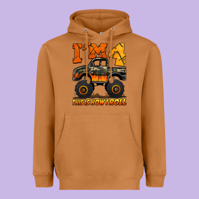 I'm Four This Is How I Roll Monster Truck Birthday Heavyweight Hoodie Designed By Jasminsmagicworld