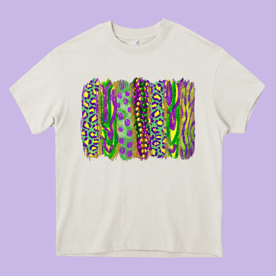 Mardi Gras Brush Stroke Heavy Core Tee Designed By Ranaportraitstore