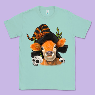 Halloween Witch Cow Classic Tee Designed By Jasminsmagicworld