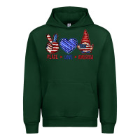 Forest Green Peace love America with gnome 4th of july Urban Hoodie - HowdyJamesFarm