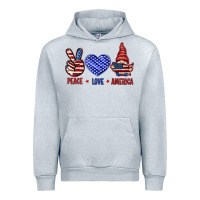 Heather Grey Peace love America with gnome 4th of july Urban Hoodie - HowdyJamesFarm