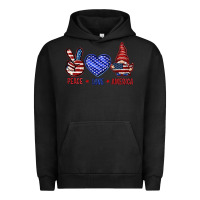 Pigment Black Peace love America with gnome 4th of july Urban Hoodie - HowdyJamesFarm