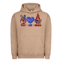 Pigment Burro Peace love America with gnome 4th of july Urban Hoodie - HowdyJamesFarm