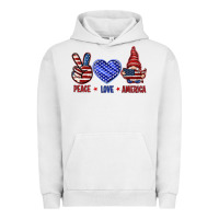 Pigment Lunar Rock Peace love America with gnome 4th of july Urban Hoodie - HowdyJamesFarm