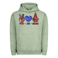 Pigment Oil Green Peace love America with gnome 4th of july Urban Hoodie - HowdyJamesFarm