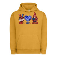 Pigment Peanut Butter Peace love America with gnome 4th of july Urban Hoodie - HowdyJamesFarm