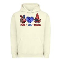 Pigment Pistachio Peace love America with gnome 4th of july Urban Hoodie - HowdyJamesFarm