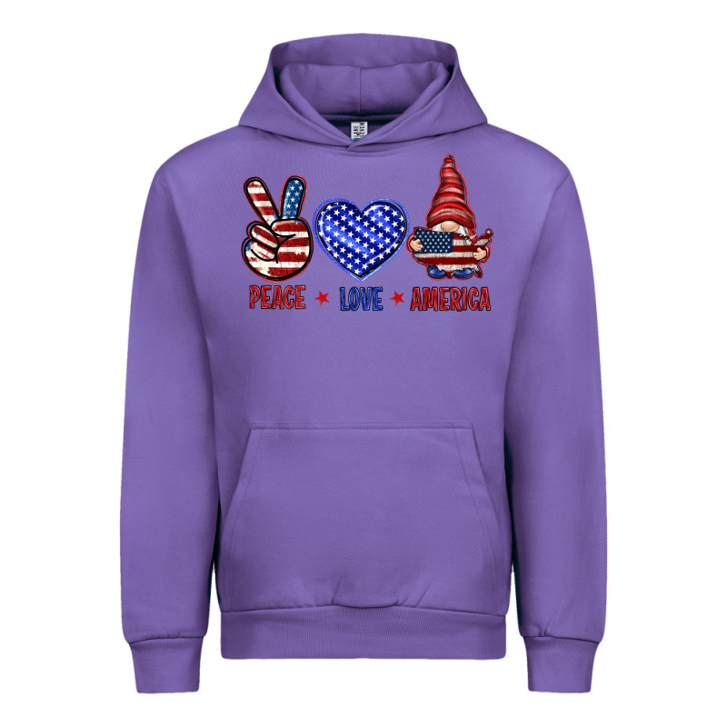 Peace Love America With Gnome 4th Of July Urban Hoodie by HowdyJamesFarm | Teevron