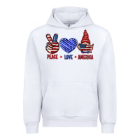 White Peace love America with gnome 4th of july Urban Hoodie - HowdyJamesFarm
