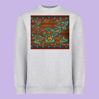 Western Thunderbird And Arrow With Aztec Leopard Heavyweight Sweatshirt Designed By Artiststas