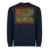 Navy western thunderbird and arrow with aztec leopard Heavyweight Sweatshirt - Artiststas