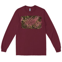 Burgundy Camouflage Pink Leopard Background Long Sleeve Tee - Jasminsmagicworld