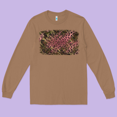 Camouflage Pink Leopard Background Long Sleeve Tee Designed By Jasminsmagicworld