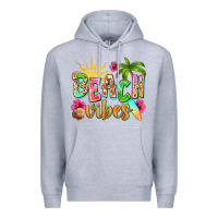 Heather Grey Beach vibes Premium Hoodie - NancyCooperArtShop