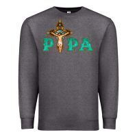 Charcoal Heather Papa Jesus with Cross Premium Sweatshirt - Bettercallsaul