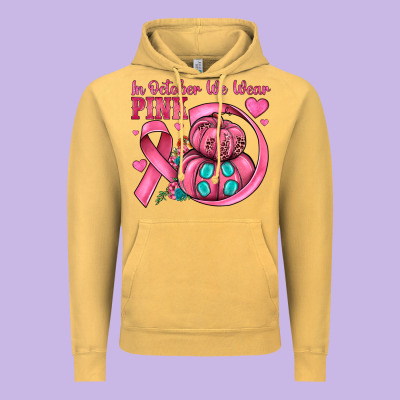 In October We Wear Pink Vintage Hoodie Designed By Jahusdesignshop