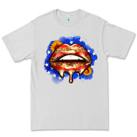 Dove Grey leopard american flag lips Premium Tee - Zillion Design Studio